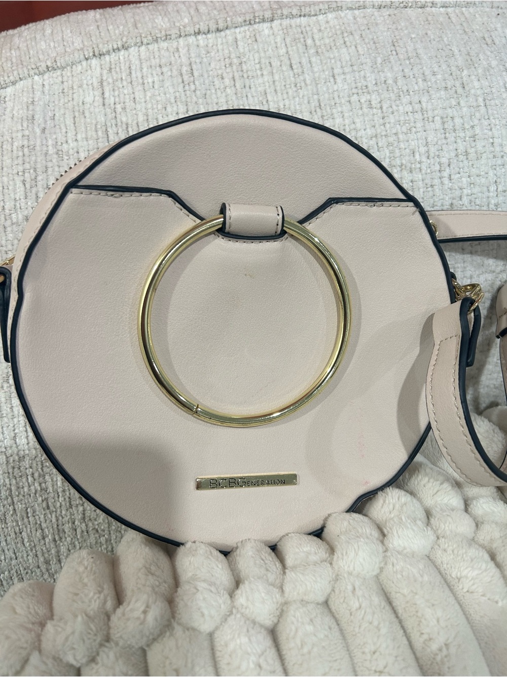 BCBGeneration Blush Round Crossbody with Gold Ring